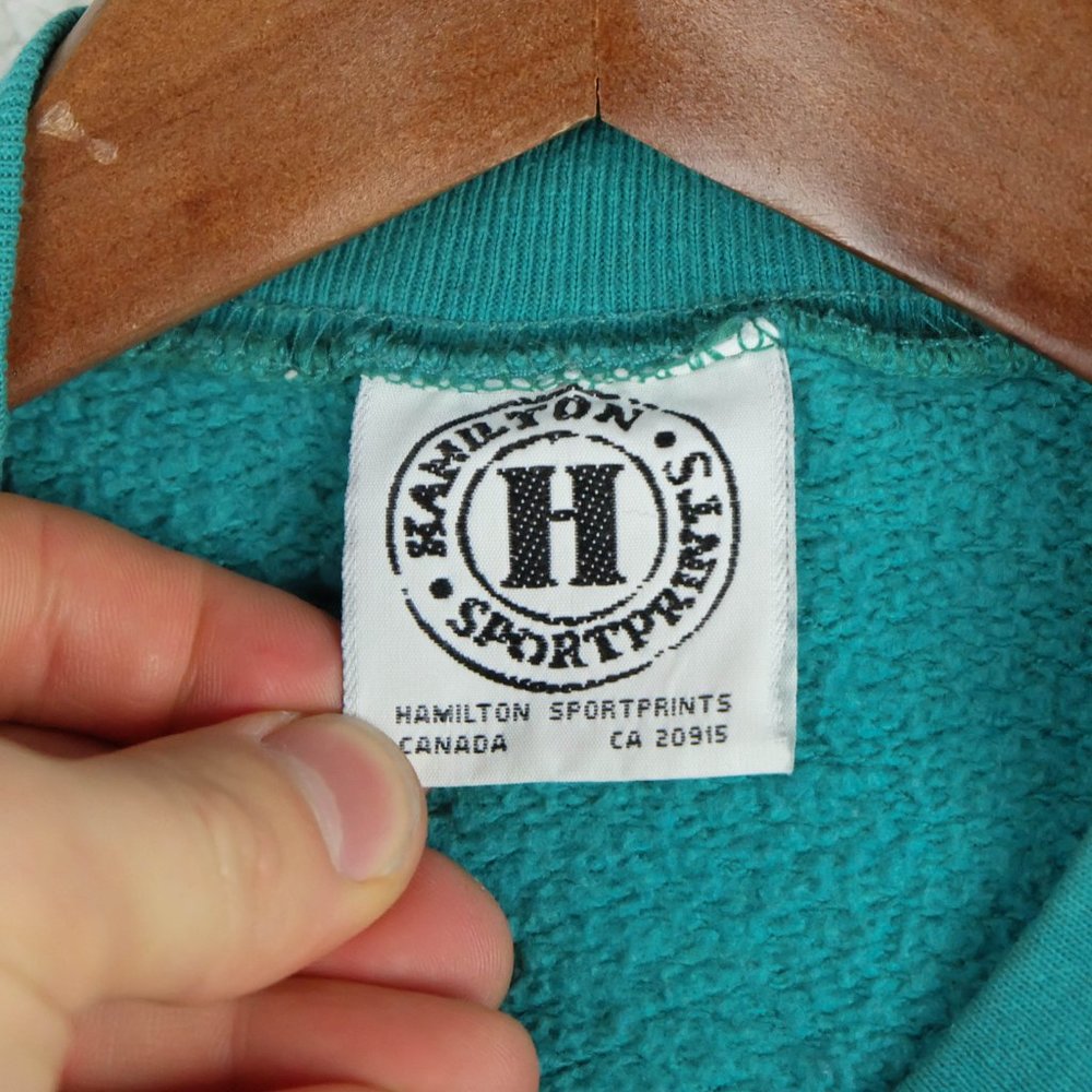 Vintage Ironman Sweater Womens Medium Green Oversized Crew Fleece 90s - Picture 9 of 10